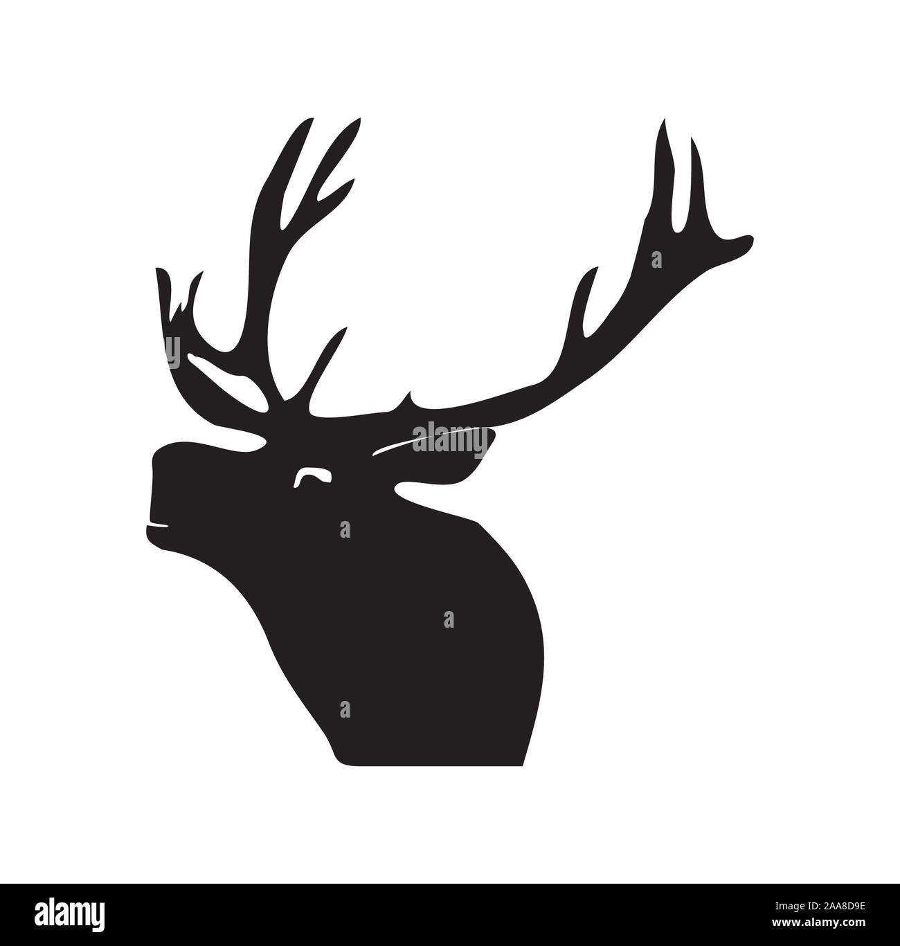 Silhouette noire d'un cerf. illustration sur fond isolé. Banque D'Images