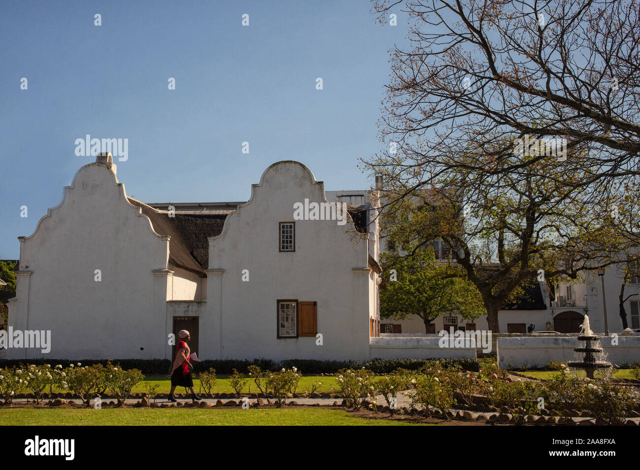 Dans l'architecture des maisons de style Cape Dutch à Stellenbosch, Afrique du Sud Banque D'Images