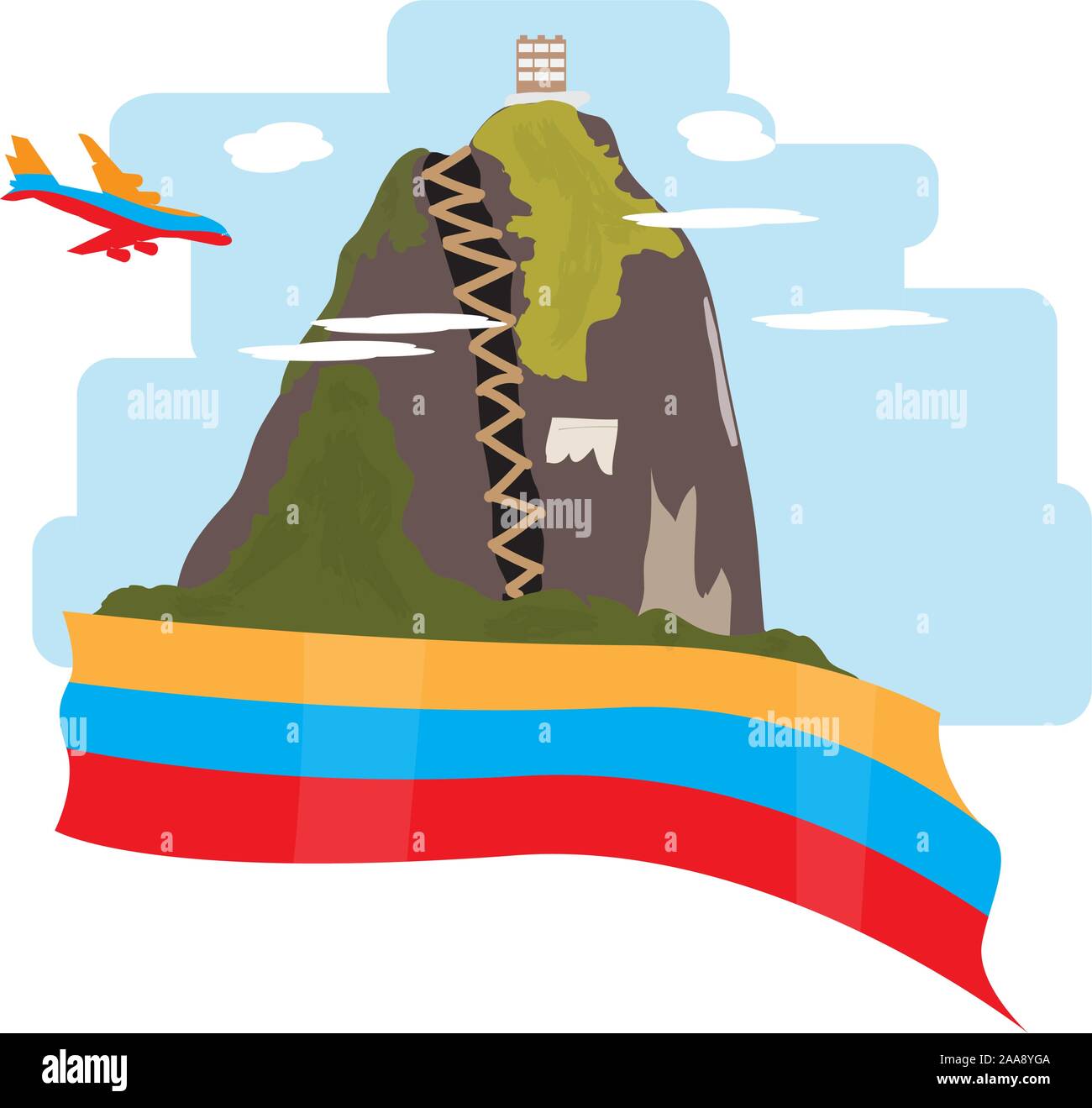 Voyage en Colombie. Paysage de Guatape - Vector illustration Illustration de Vecteur