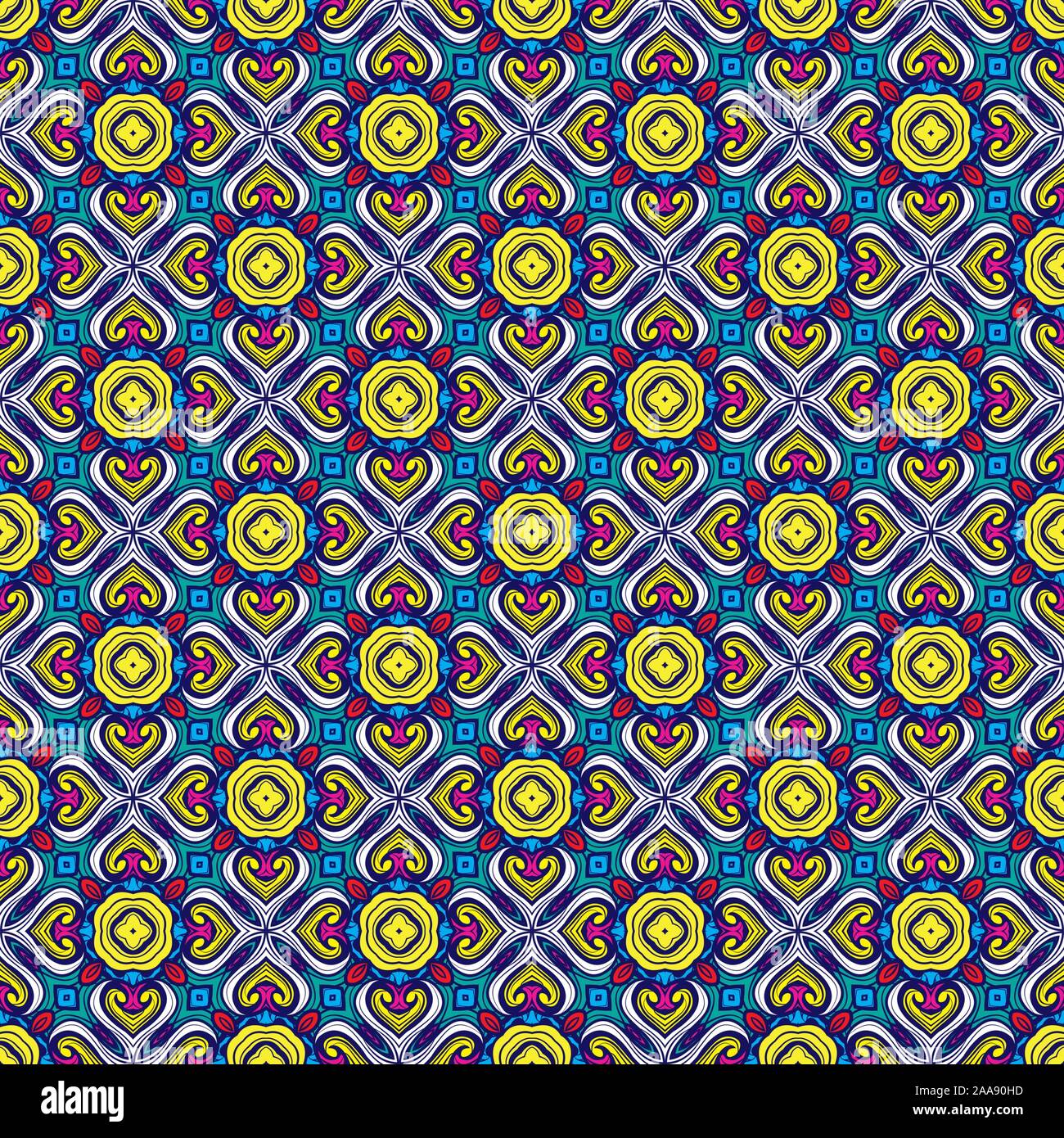 Seamless Abstract Pattern Arabesque fond traditionnel géométrique. L'arabe marocain, Portugal, Damas Floral pour tapis, la texture du papier numérique. Banque D'Images