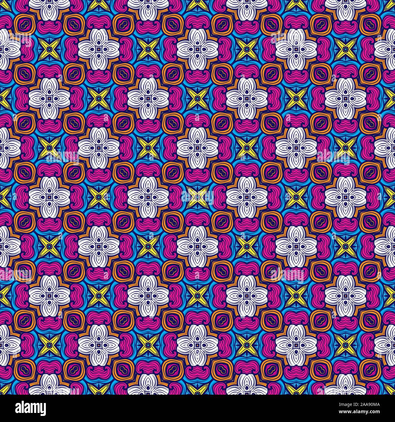 Seamless Abstract Pattern Arabesque fond traditionnel géométrique. L'arabe marocain, Portugal, Damas Floral pour tapis, tuiles, texture de tissu. Banque D'Images