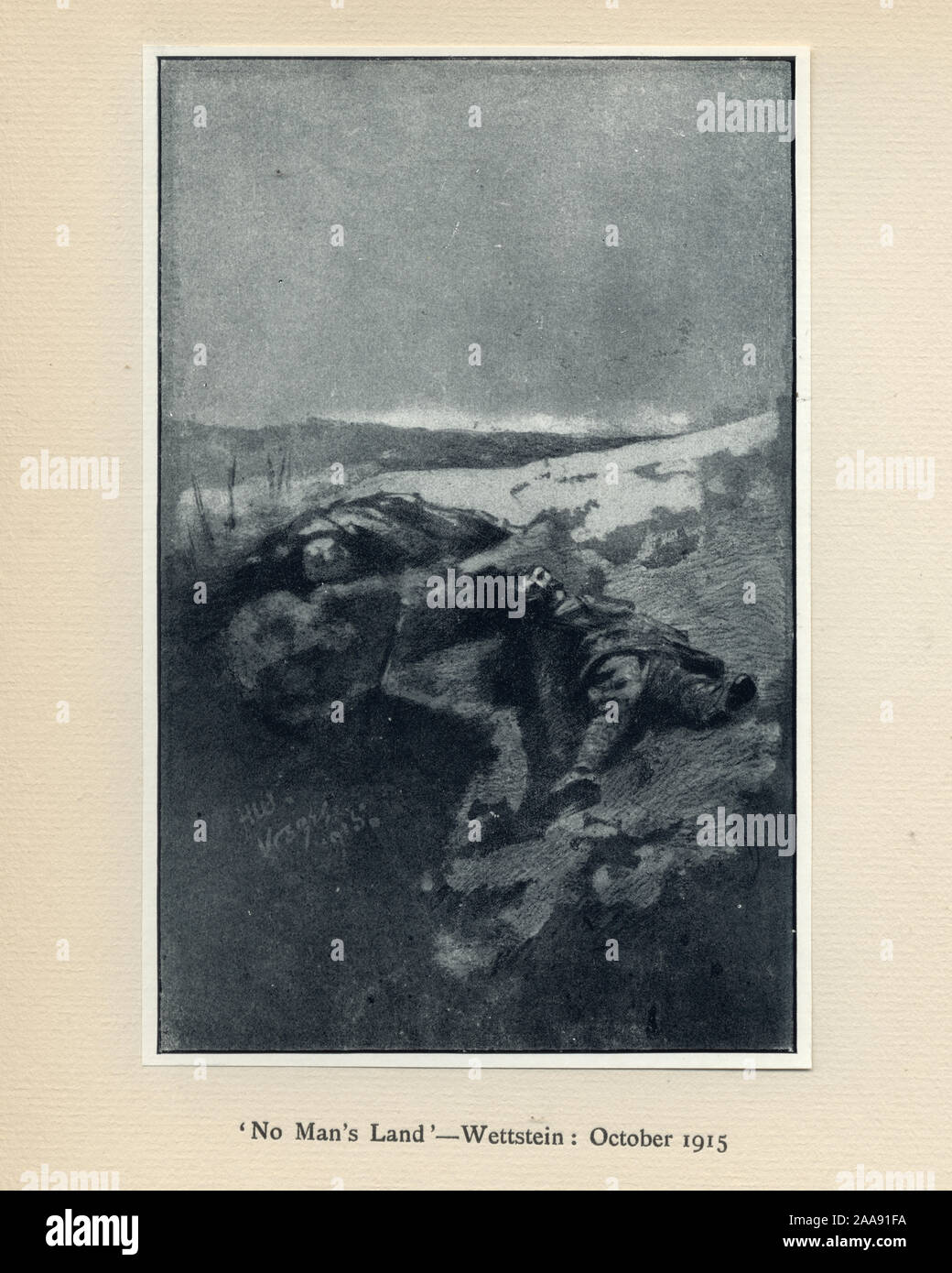 Monde Quartier 1, soldat mort dans le No Man's Land, Wettstein, octobre 1915. Monsieur Poilu, par Herbert Ward. Banque D'Images