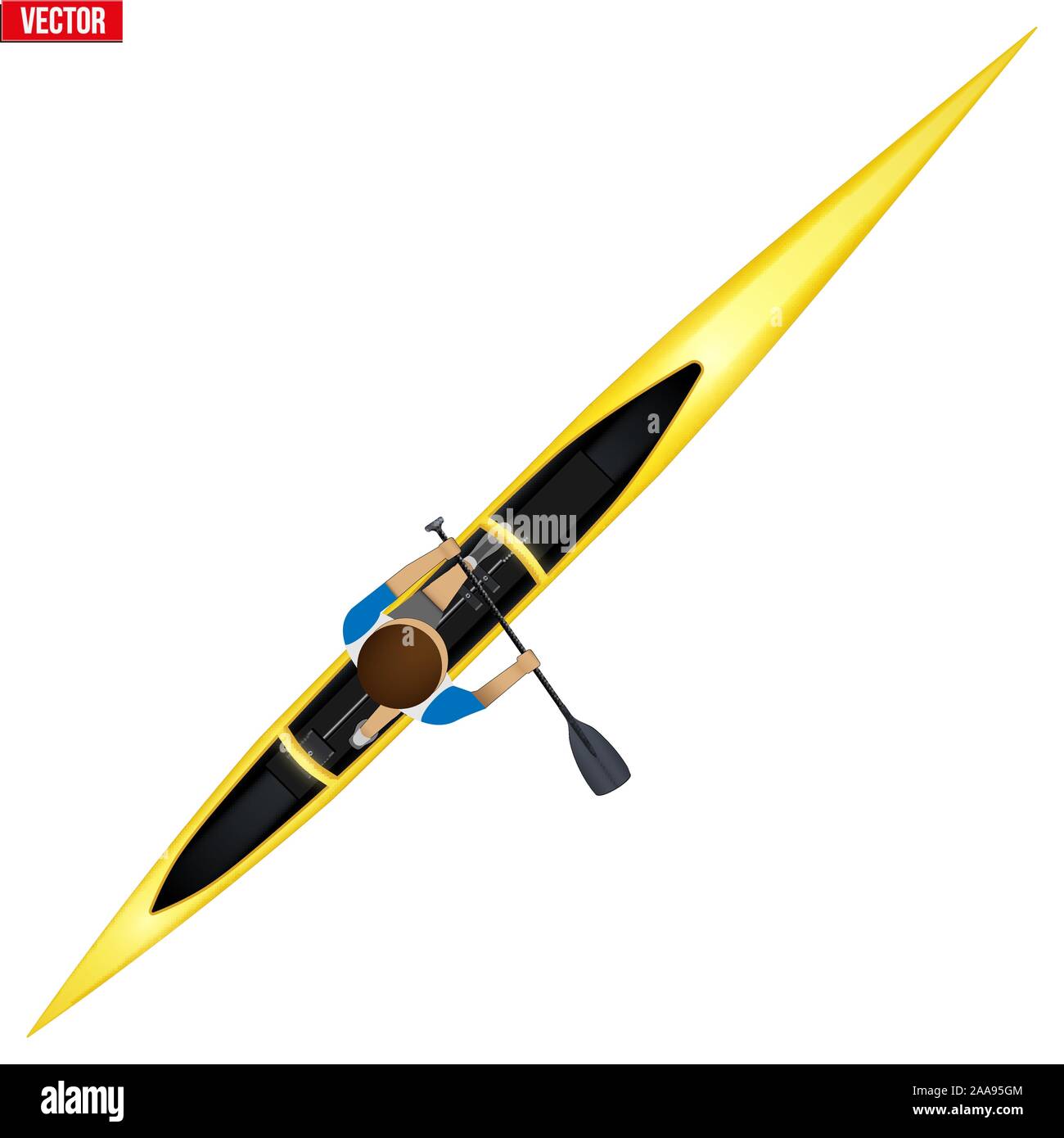 Seul Sprint avec Canoe paddler Illustration de Vecteur