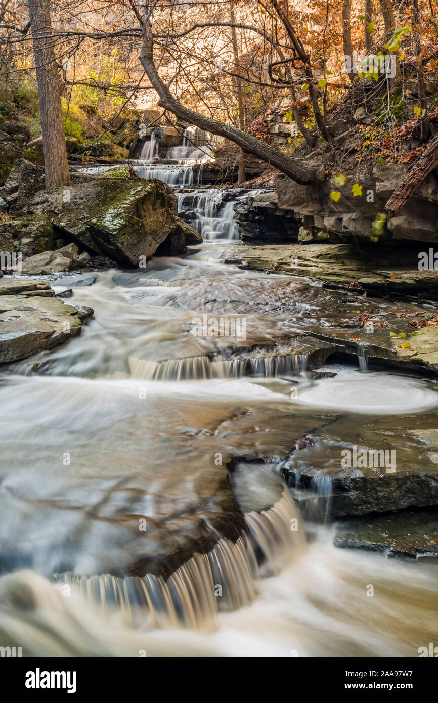 Aire de conservation de Rockway Falls et aire de conservation de Louth Falls Niagara Escarpment Valley Lincoln Ontario Canada à l'automne Banque D'Images