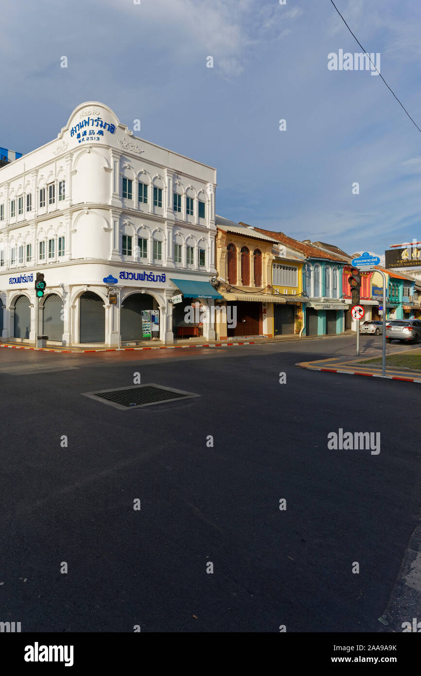 Pharmacie, bâtiment historique de la ville de Phuket, Phuket Banque D'Images