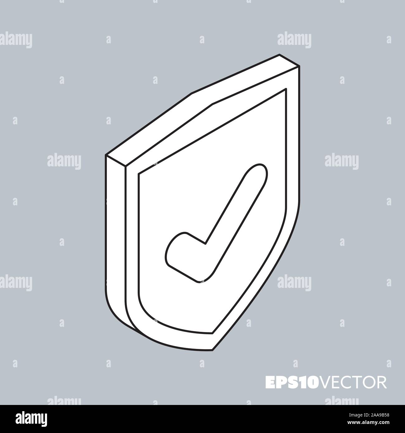 La protection à l'icône coche, contour symbole. Concept de sécurité de l'illustration vectorielle. Illustration de Vecteur