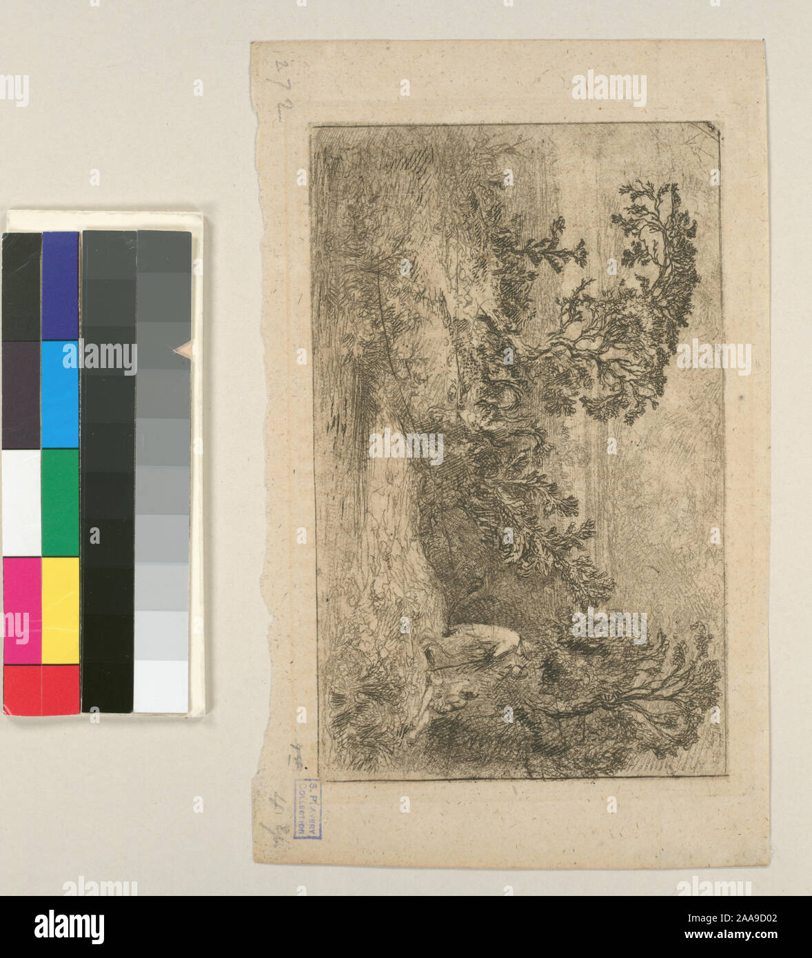 Holdings contrôlés à l'exemplaire de l'Oeuvre de Ch. Jacque catalogue de ses eaux-fortes et pointes sèches / dressé par J.J. Guiffrey. Fait partie d'eaux-fortes et pointes sèches par Charles Jacque dans Samuel Putnam Avery Collection. Citation/Référence : G272 ; chemin creux. Banque D'Images