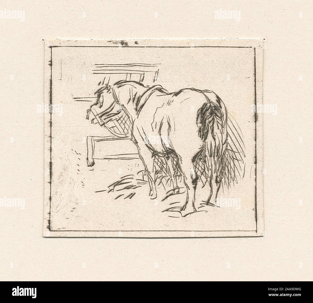 Holdings contrôlés à l'exemplaire de l'Oeuvre de Ch. Jacque catalogue de ses eaux-fortes et pointes sèches / dressé par J.J. Guiffrey. Fait partie d'eaux-fortes et pointes sèches par Charles Jacque dans Samuel Putnam Avery Collection. Citation/Référence : G322 ; Chevaux. Banque D'Images