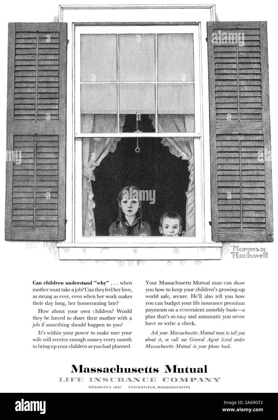 1959 publicité américaine pour la Massachusetts Mutual Life Insurance Company, illustré par Norman Rockwell. Banque D'Images