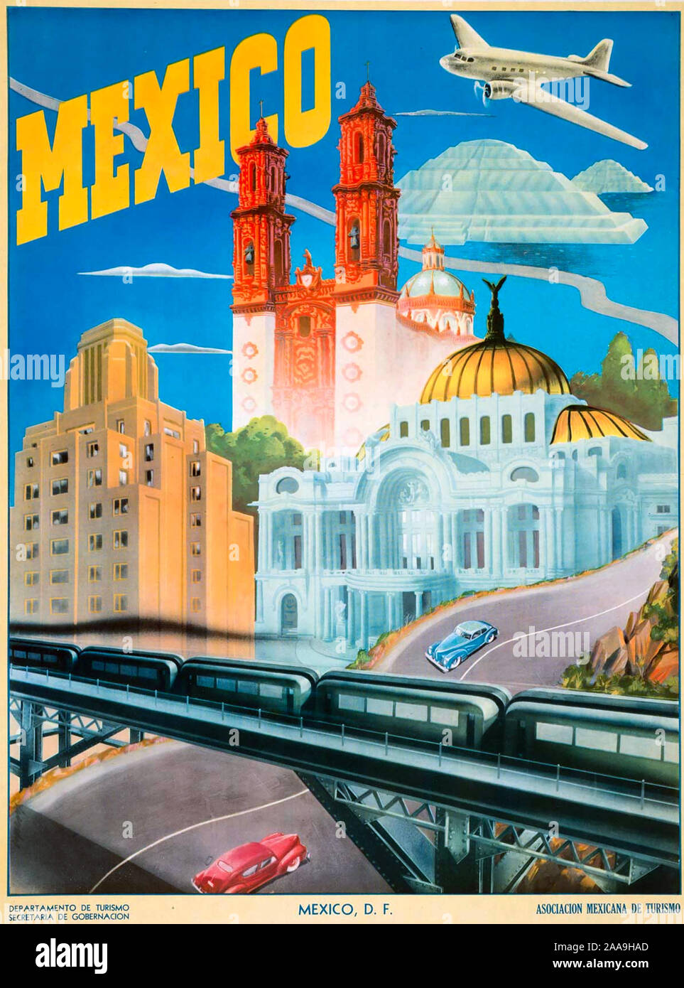 Un voyage au Mexique au sujet de l'affiche 1955 Banque D'Images