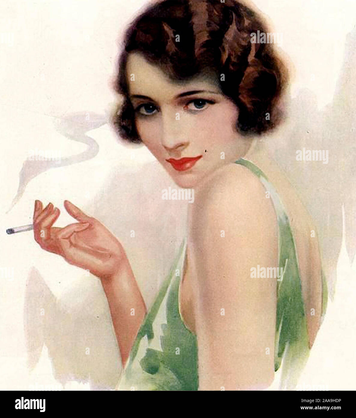 Années 20 femme fumant Banque D'Images