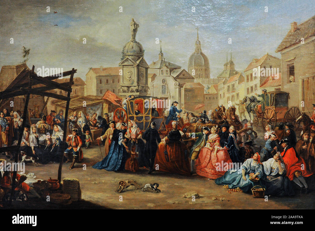 Manuel de la Cruz y Cano (1737-1793). Peintre espagnol. La foire de Madrid à la Cebada Square, 1770-1780. Musée d'histoire. Madrid. L'Espagne. (En prêt, Musée du Prado, Madrid). Banque D'Images