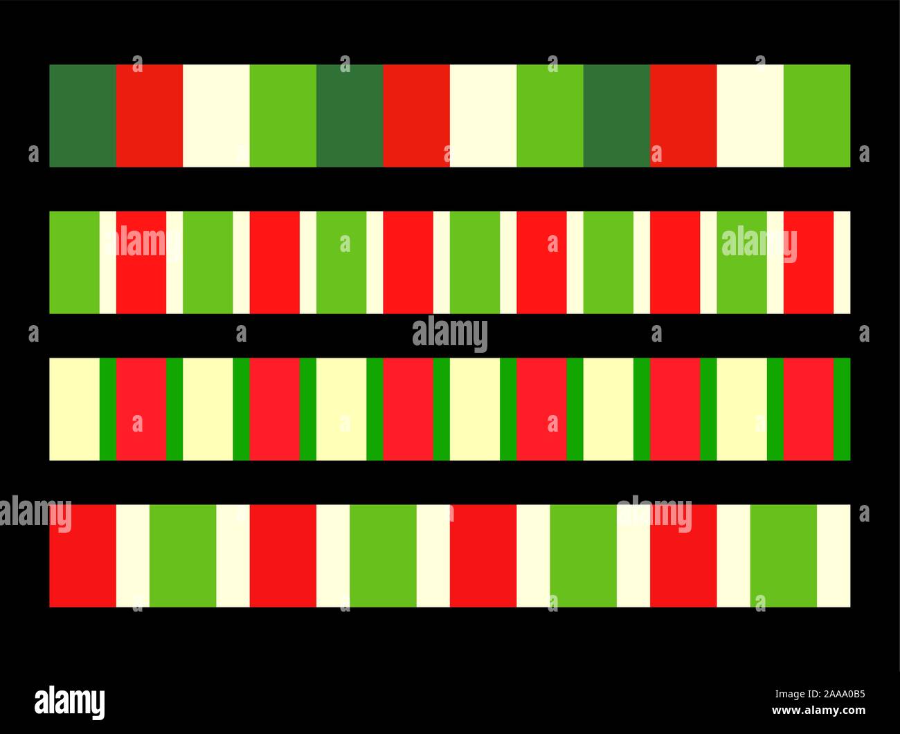 Diagonale verticale Noël vert rouge stripes pattern transparente. Ligne de canne en diviseur de frontière pour Noël. Illustration de Vecteur