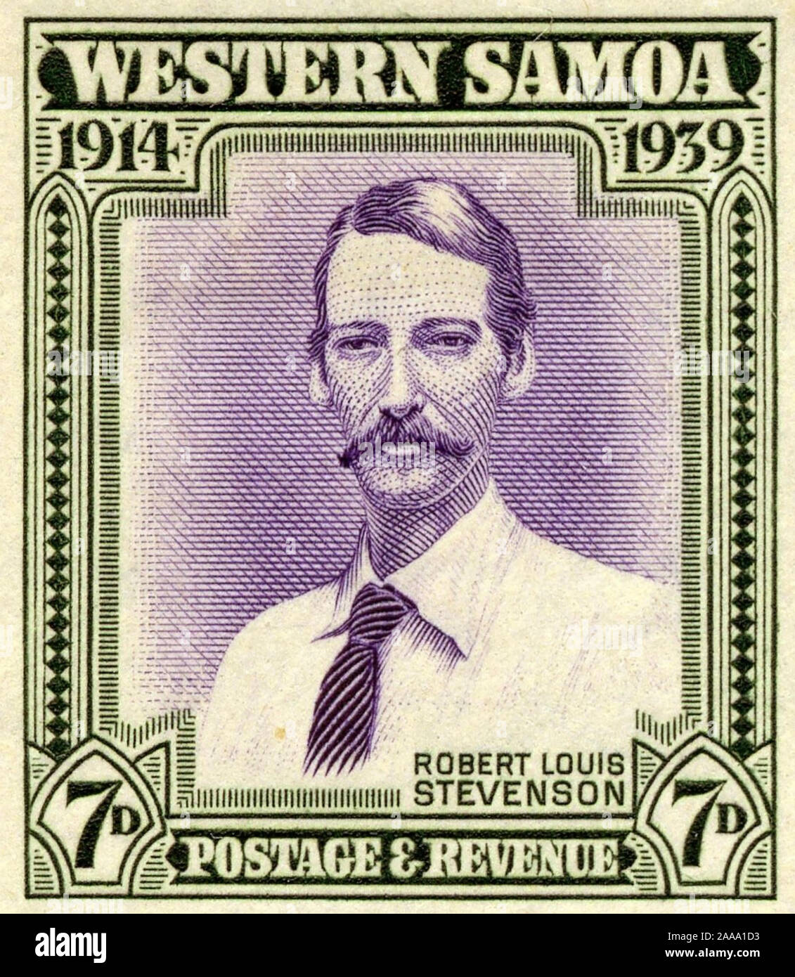 ROBERT LEWIS STEVENSON (1850-1894), romancier écossais sur Western Samoa timbre émis en 1969 Banque D'Images