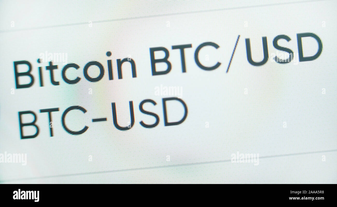 Convertisseur de monnaie - Bitcoin BTC et dollar des États-Unis (USD/BTC).  Service de change sur l'écran d'ordinateur Photo Stock - Alamy