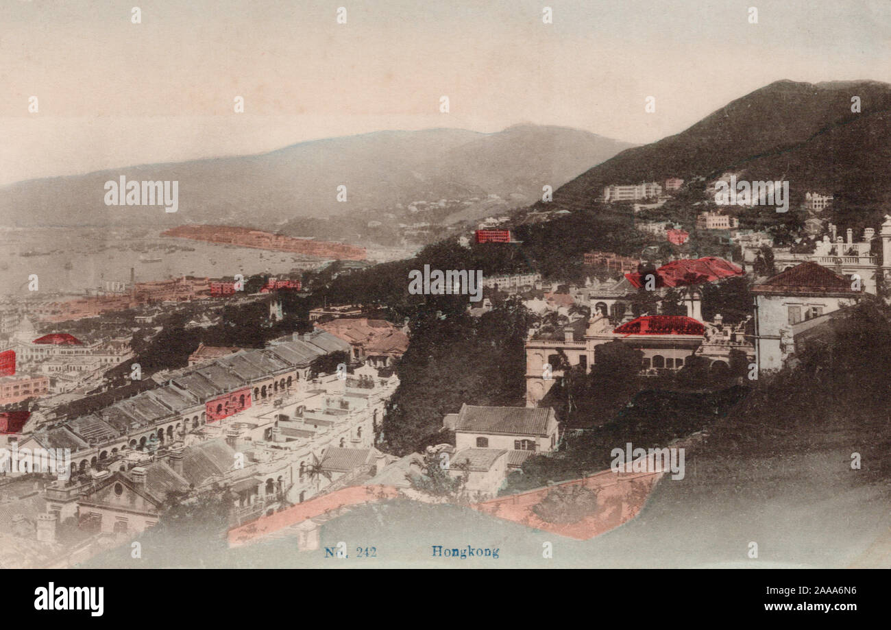 Hong Kong Chine, ancienne carte postale Banque D'Images