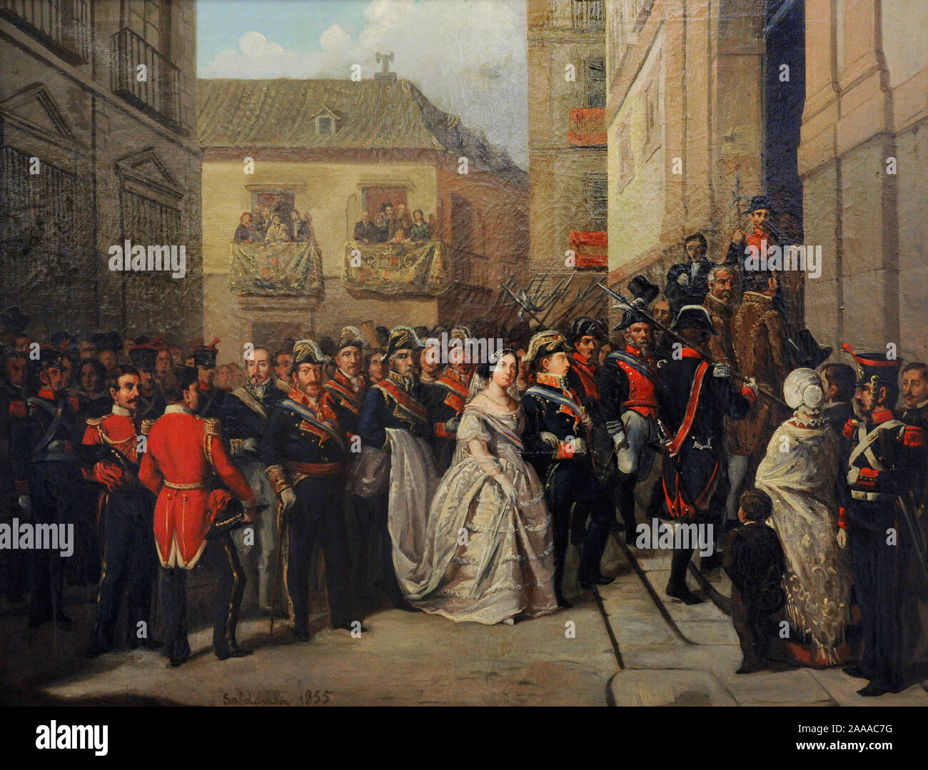 Isabelle II (1830-1904). Reine espagnole. La Reine Isabelle II et son mari se rendant sur le Jeudi Saint Monument à l'église de Santa Maria, 1855 (Madrid, Espagne). Peinture par Ramon Soldevila y (1828-1873) Trepat. Musée d'histoire. Madrid. L'Espagne. Banque D'Images