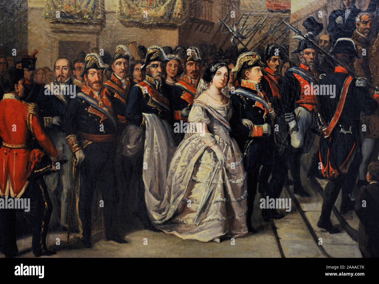 Isabelle II (1830-1904). Reine espagnole. La Reine Isabelle II et son mari se rendant sur le Jeudi Saint Monument à l'église de Santa Maria, 1855 (Madrid, Espagne). Peinture par Ramon Soldevila y (1828-1873) Trepat. Détail. Musée d'histoire. Madrid. L'Espagne. Banque D'Images