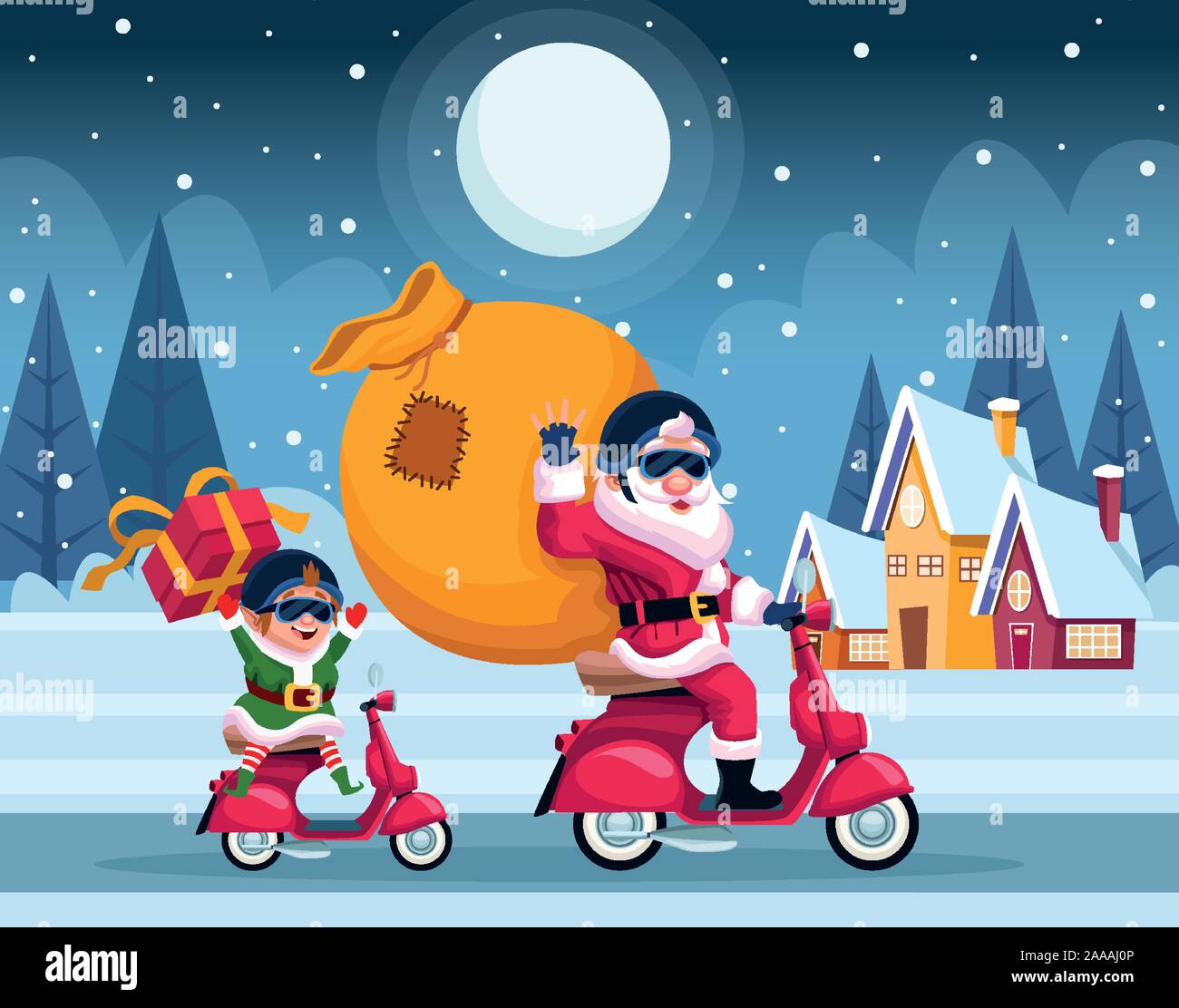 Carte De Joyeux Noel Avec Le Pere Noel Et Elf En Moto Image Vectorielle Stock Alamy Carte De Joyeux Noel Avec Le Pere Noel Et Elf En Moto Image Vectorielle Stock Alamy
