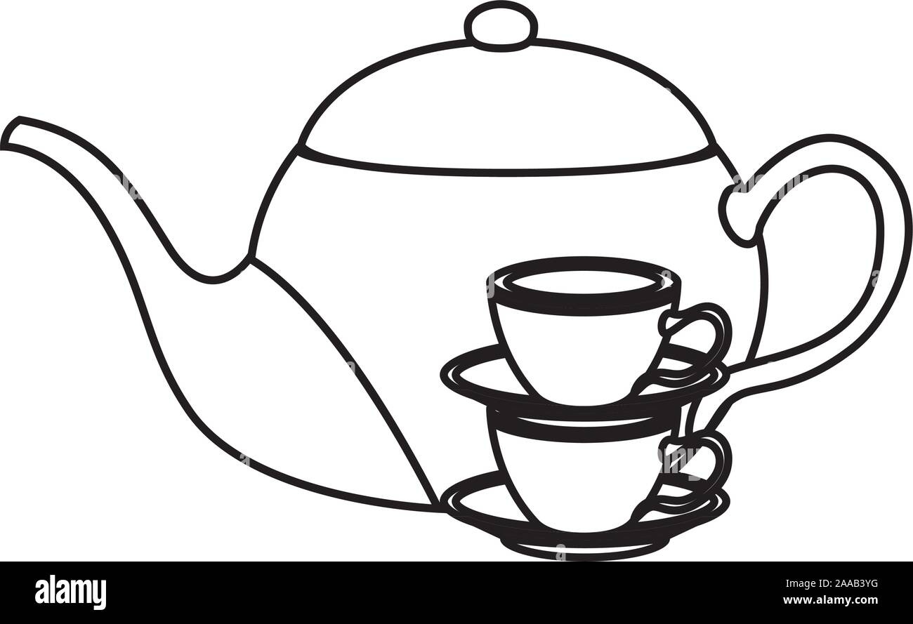 Un plateau/bouilloire et tasses isolées conception vectorielle Illustration de Vecteur