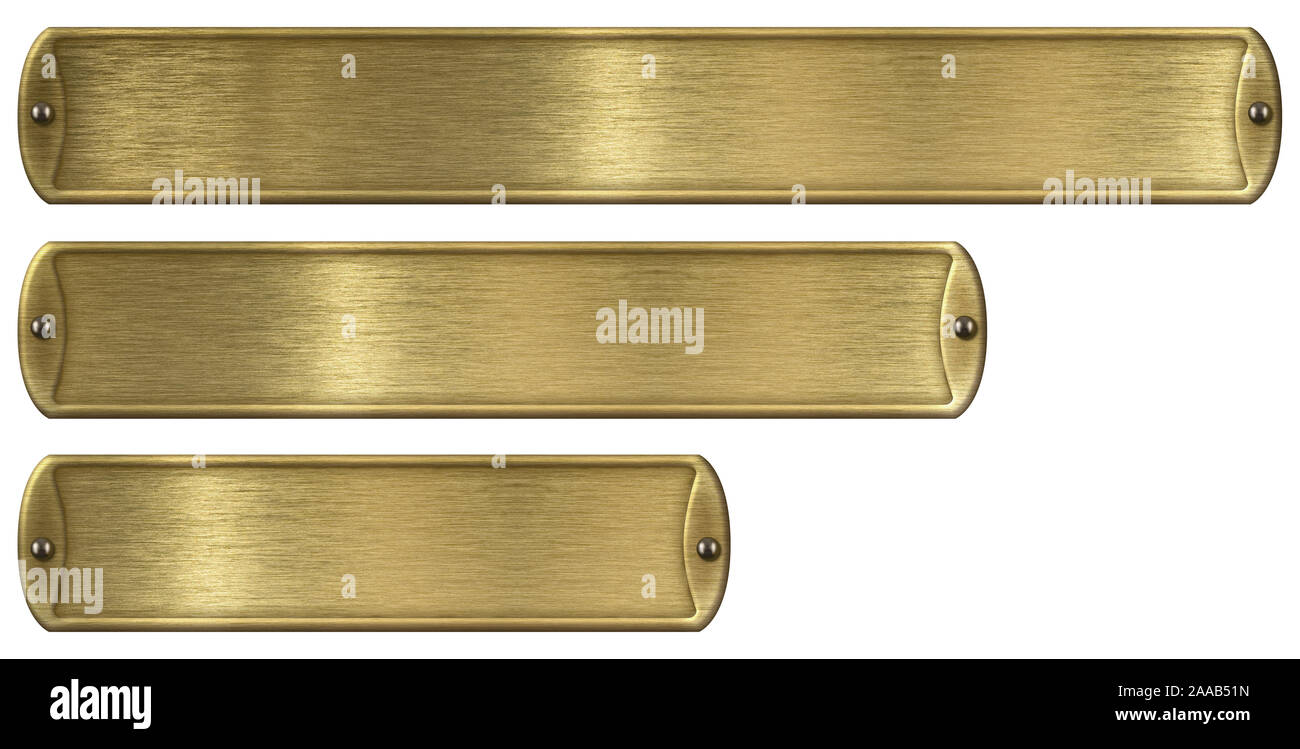 L'or ou des plaques de métal brossé set isolated on white Banque D'Images