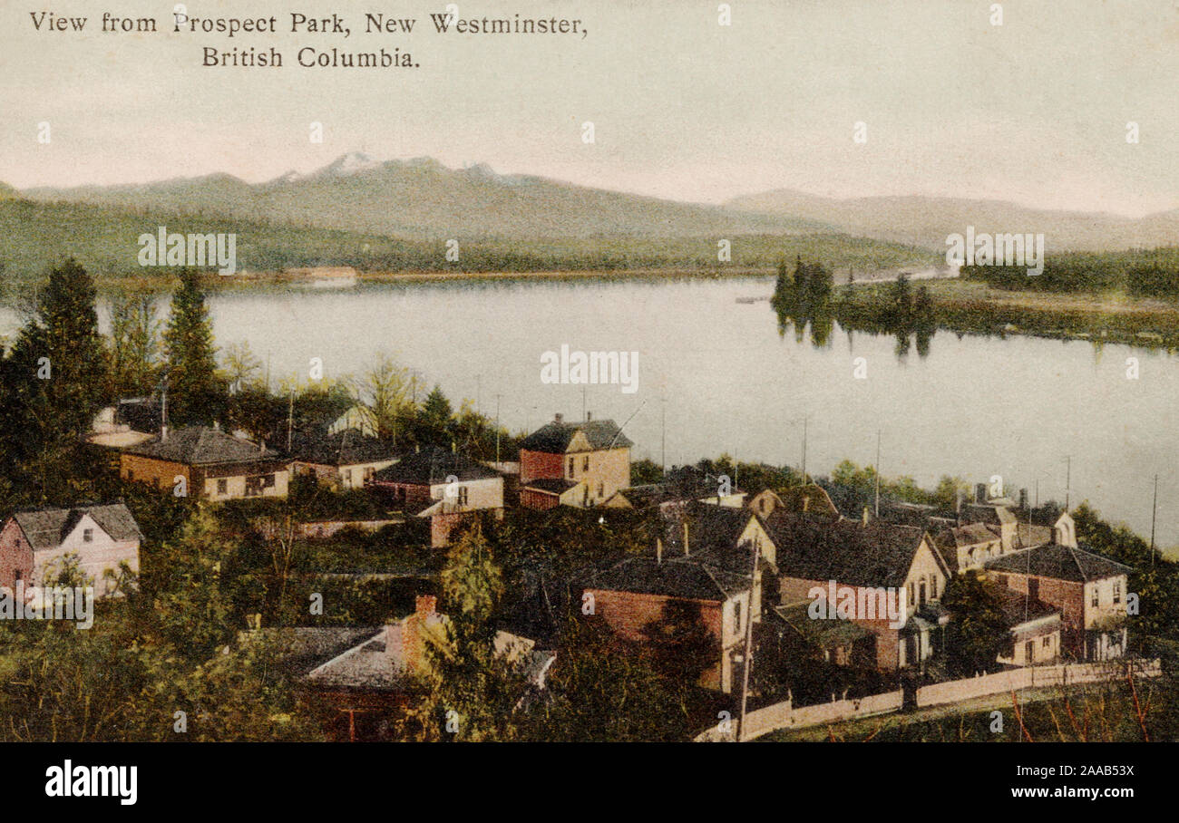 New Westminster, C.-B. de Prospect Park, vieille carte postale. Banque D'Images