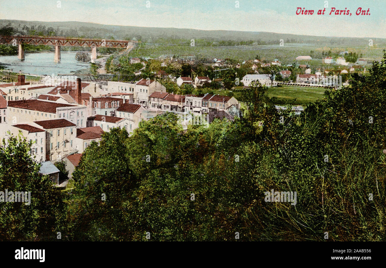 Paris, d'oiseau de l'Ontario, au début des années 1900 carte postale. Banque D'Images