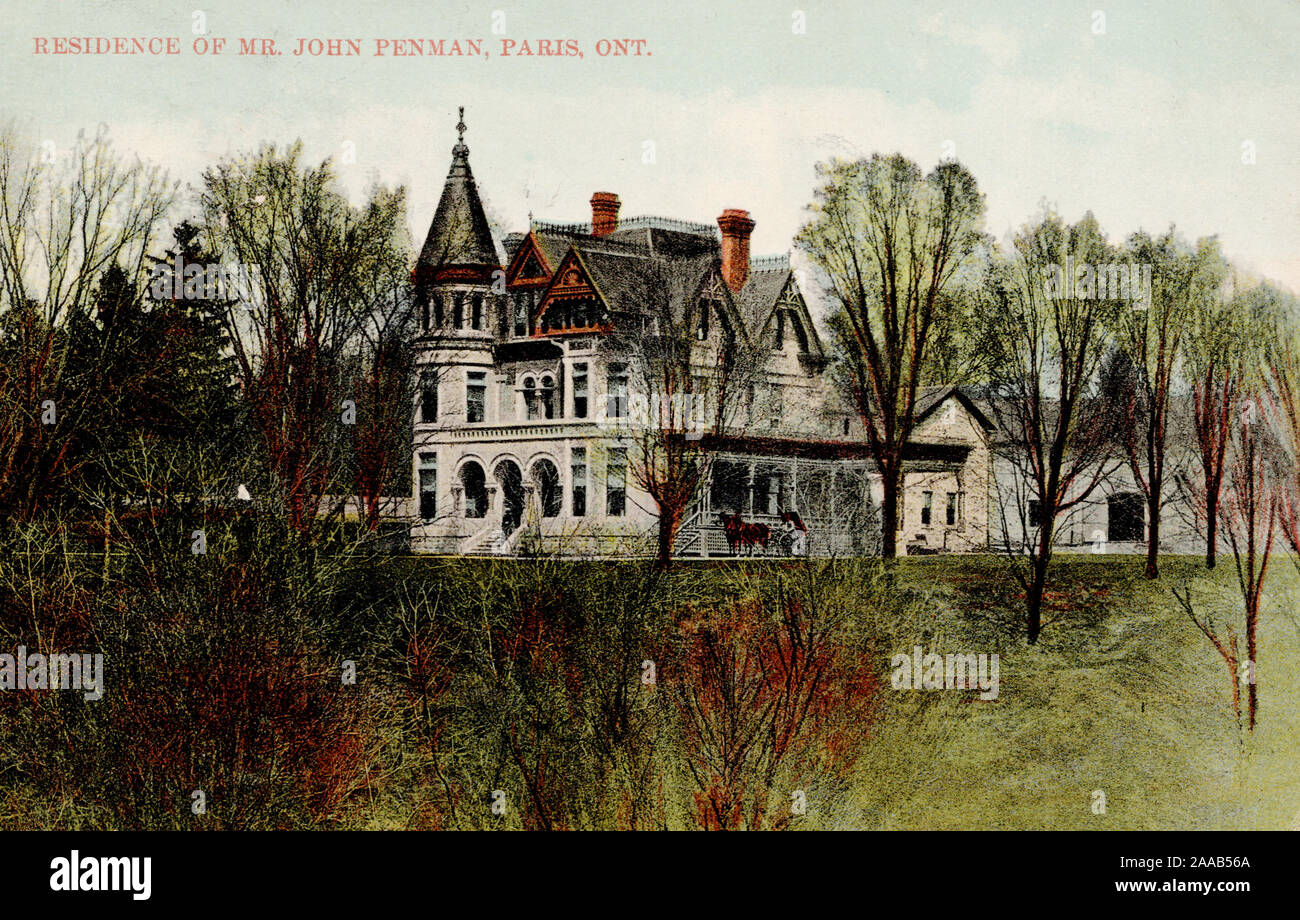 John Penman Residence Paris carte postale ancienne, de l'Ontario. Banque D'Images