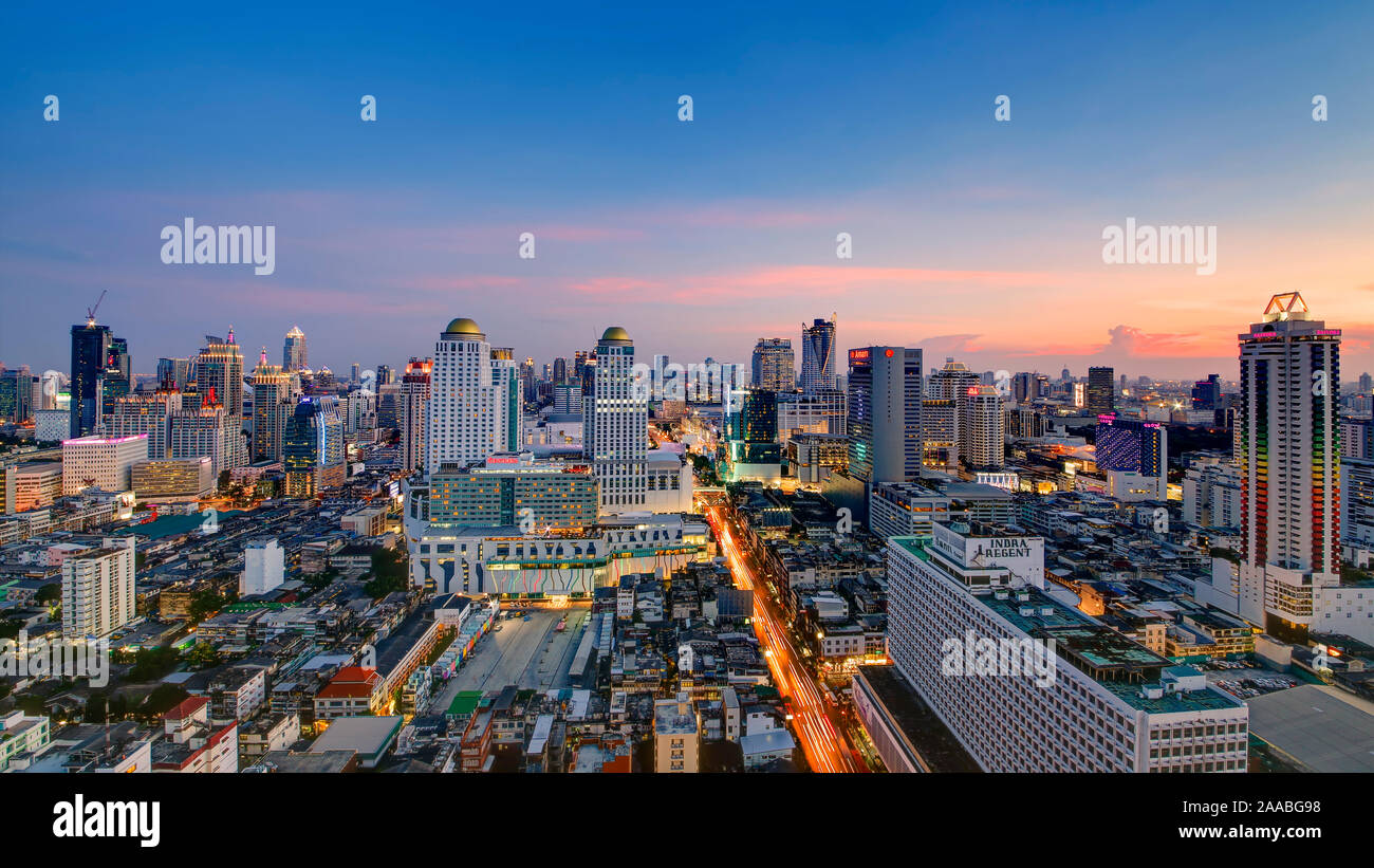 Pratunam Cityscape, Bangkok Banque D'Images