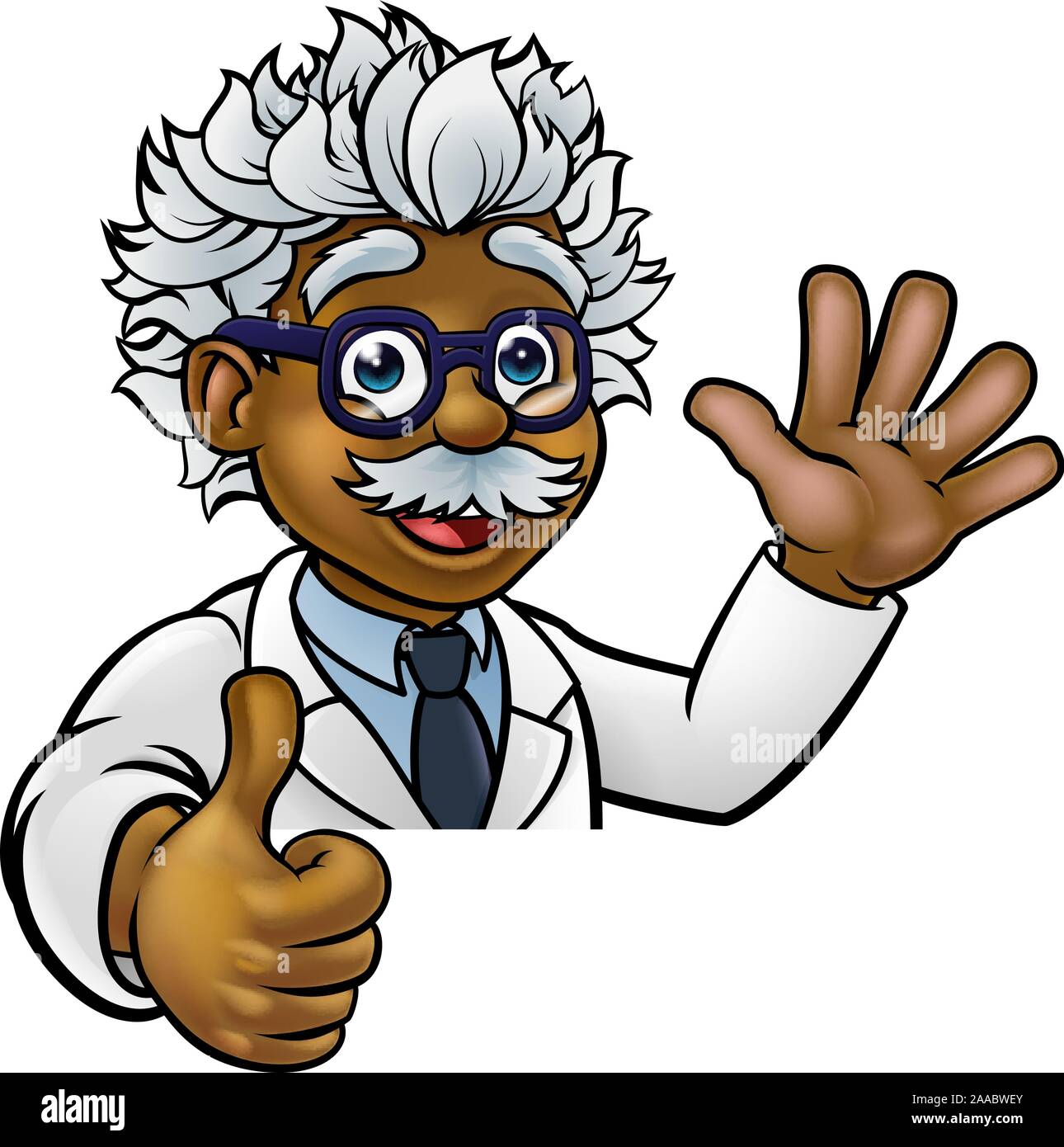 Scientifique principal personnage de signer Thumbs Up Illustration de Vecteur