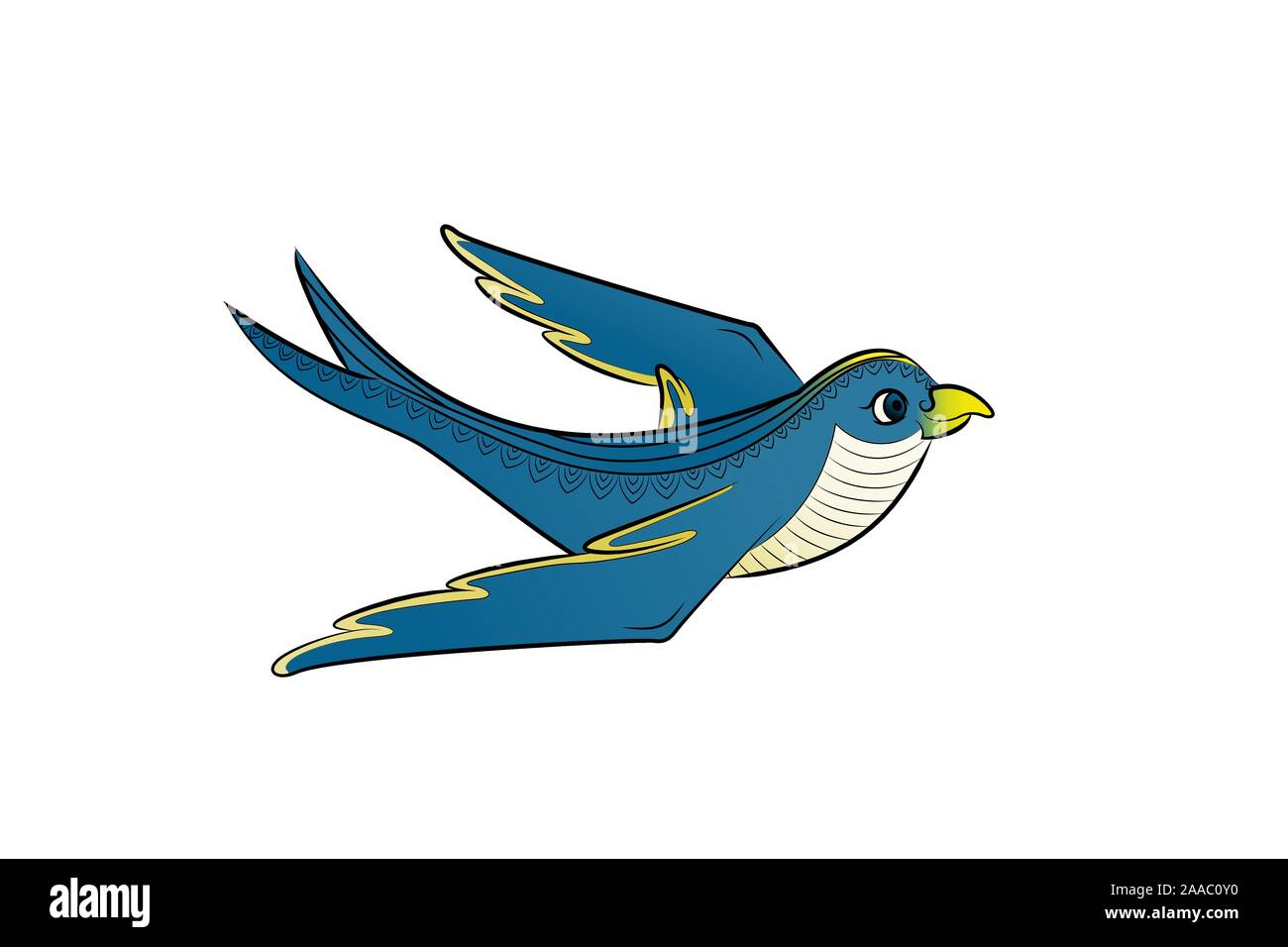 Blue Bird fly. Vector illustration. Perroquet mignon. Illustration de Vecteur