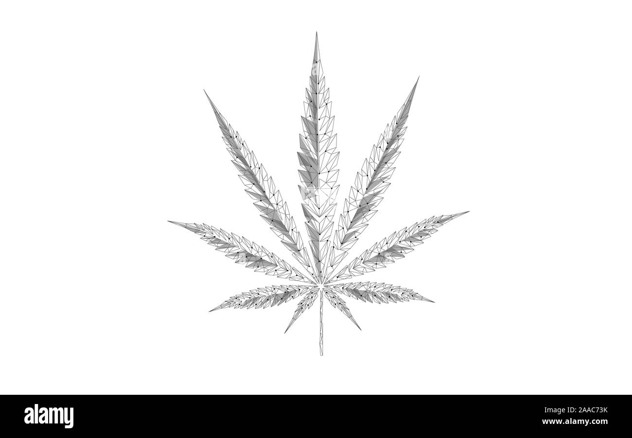 Low poly de marijuana médicale 3D feuille. Légaliser le traitement de la douleur médecine concept. Mauvaises herbes Cannabis médicament objet isolé symbole. Traditionnel de l'état juridique Illustration de Vecteur