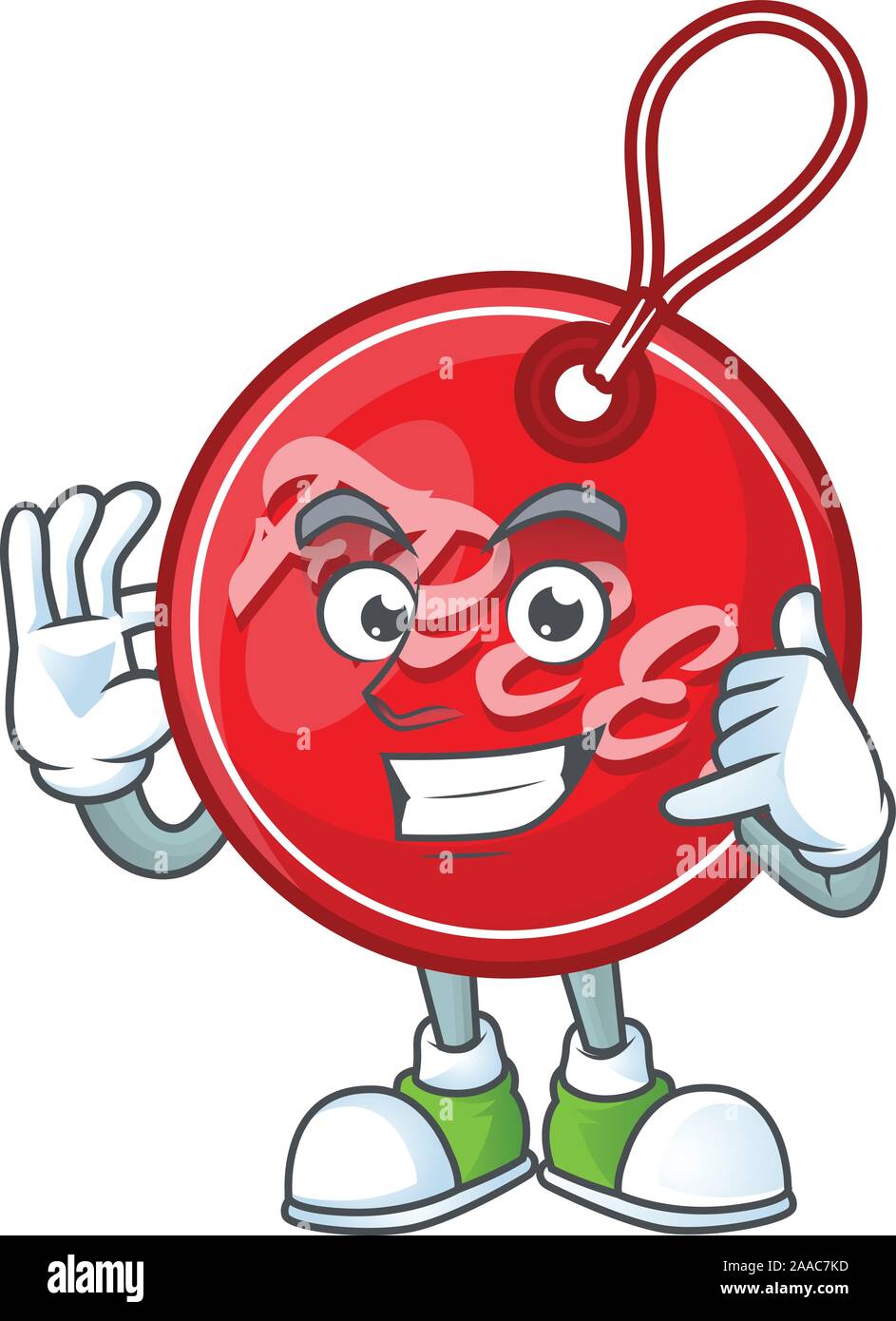 Tag gratuit Noël isolé avec mascot Call me Illustration de Vecteur
