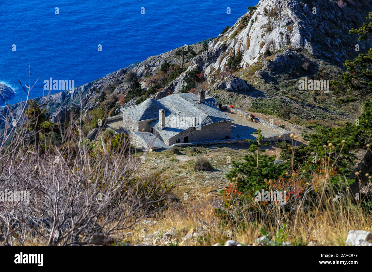 Panagia Kelia sur le dessus de l'Agion Oros (montagne) Athos en Grèce Banque D'Images