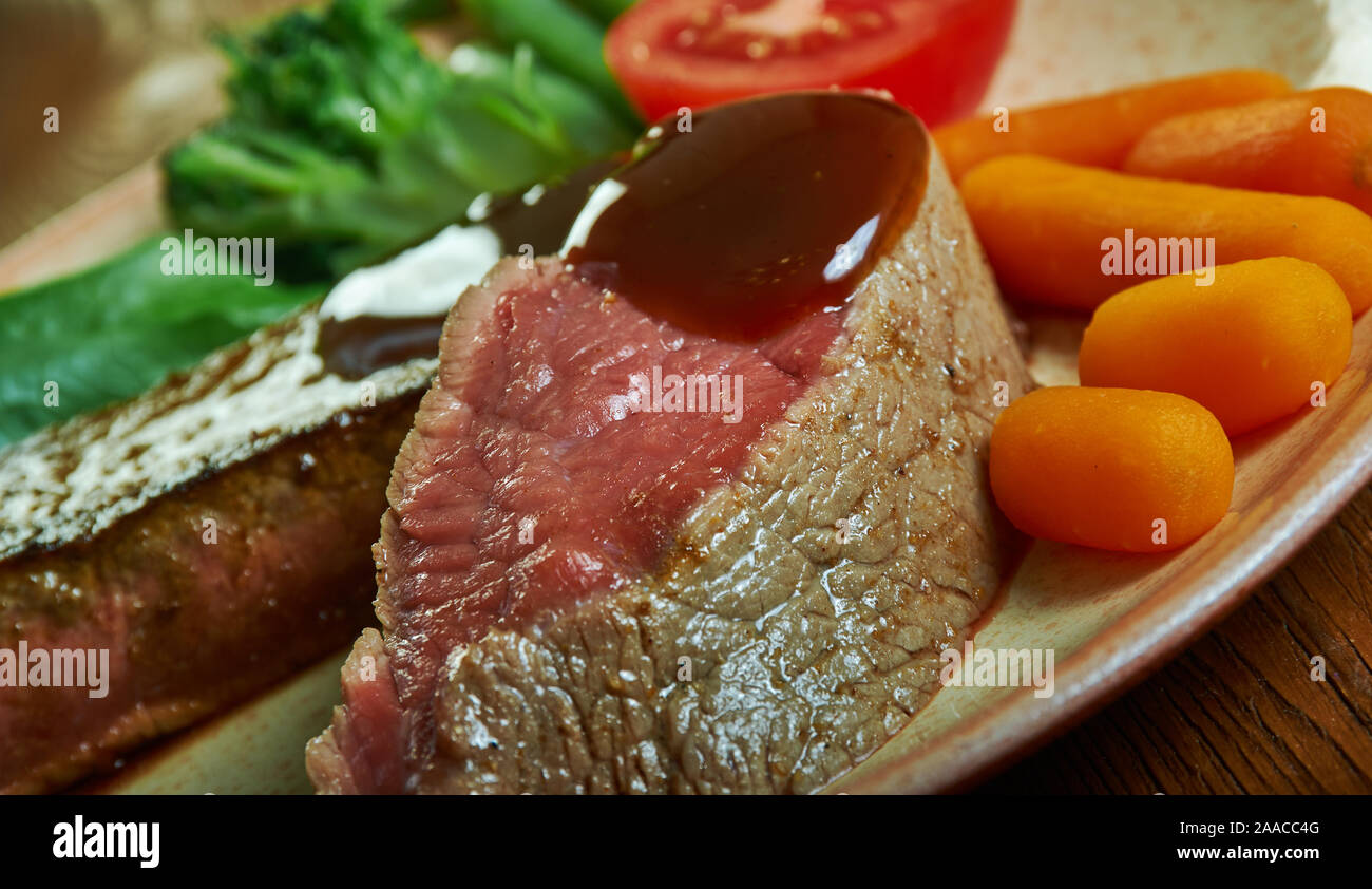 Filet de boeuf Prince Albert, la préparation d'un filet de boeuf qui a été nommé en l'honneur du mari de la reine Victoria. Banque D'Images