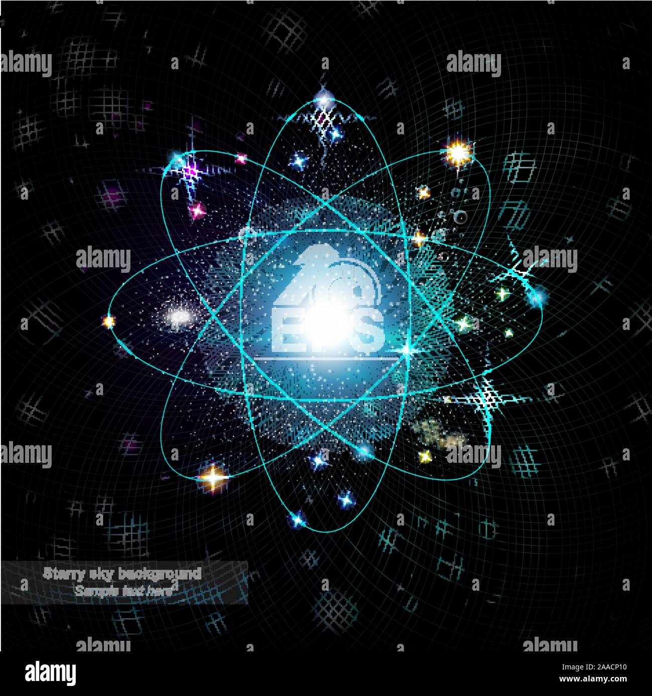 Fond sombre avec des orbites shinny dans l'espace avec des étoiles et Galaxie dans c Illustration de Vecteur