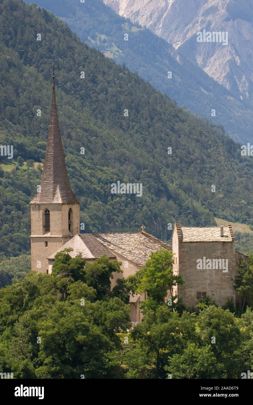 Burgkirche Raron (Grabstätte von Rainer Maria Rilke), Wallis, Schweiz Banque D'Images