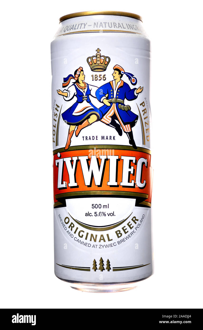 La bière polonaise Zywiec - peut-lager Banque D'Images