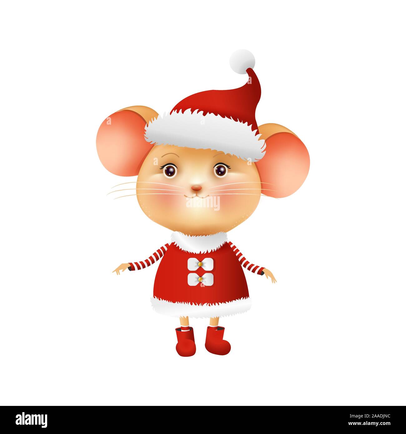 Petite souris dans un costume de Noël. Illustration de Vecteur