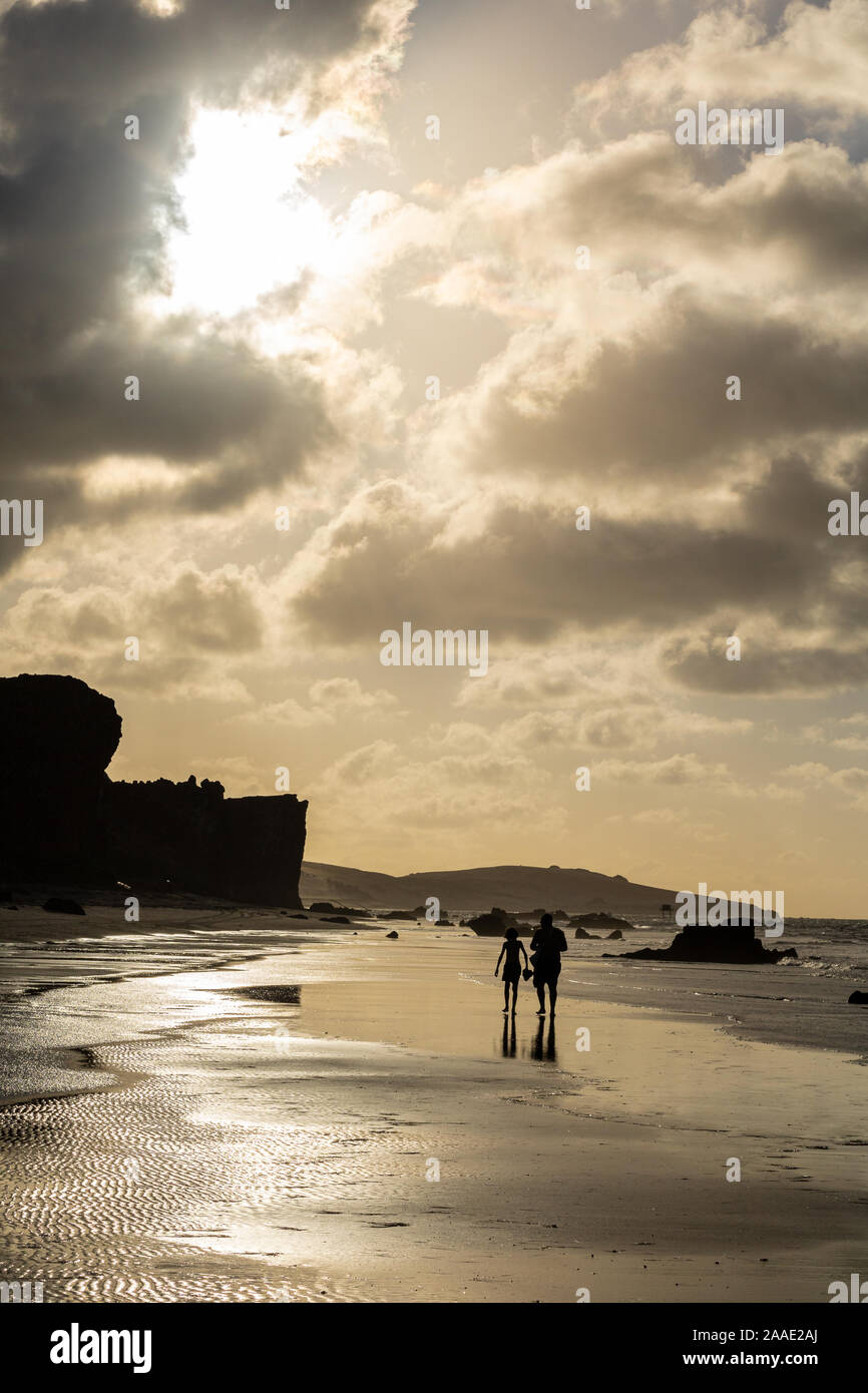 Coucher du soleil sur la plage à Icapui Brésil Banque D'Images