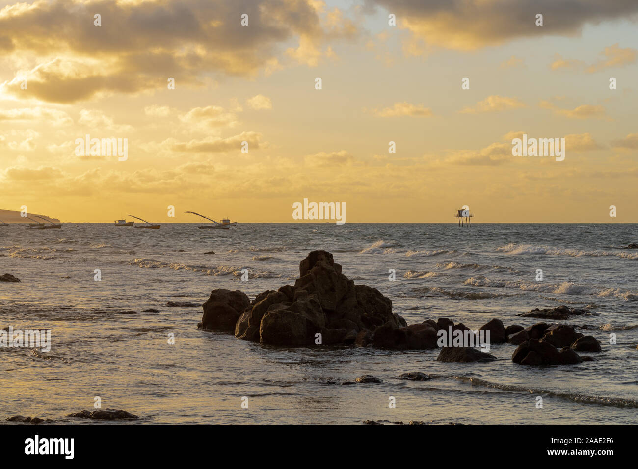 Coucher du soleil à icapui beach au Brésil Banque D'Images