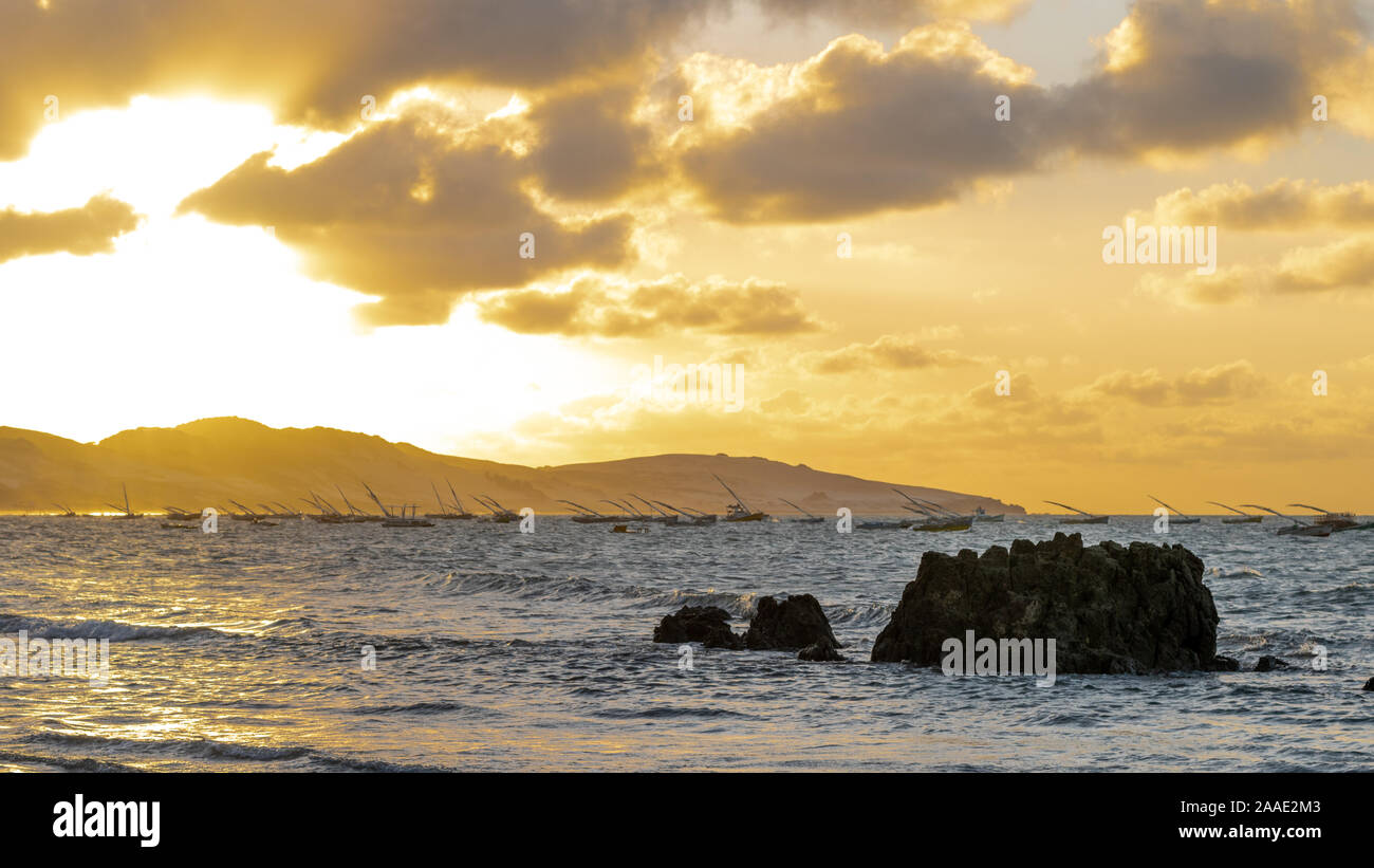 Coucher du soleil à icapui beach au Brésil Banque D'Images