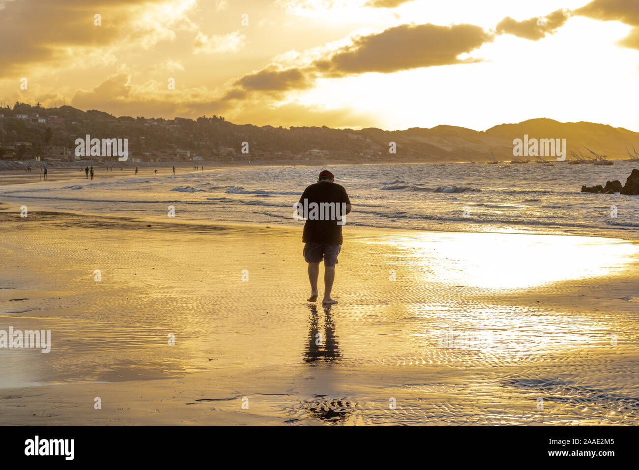 Coucher du soleil sur la plage à Icapui Brésil Banque D'Images