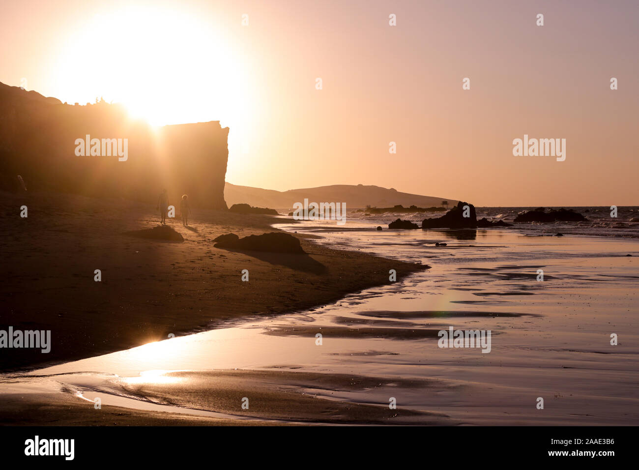 Coucher du soleil sur la plage à Icapui Brésil Banque D'Images