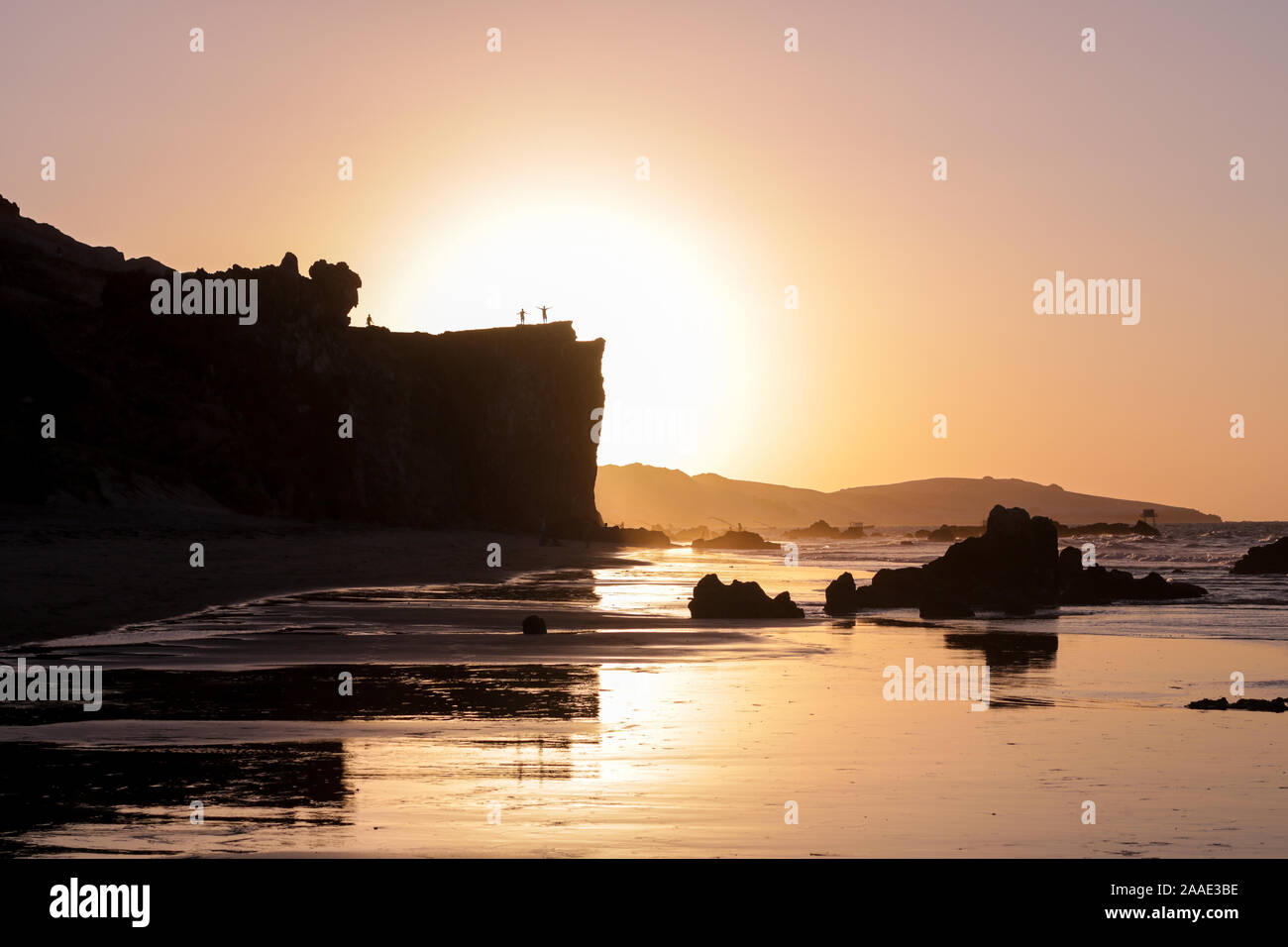 Coucher du soleil sur la plage à Icapui Brésil Banque D'Images