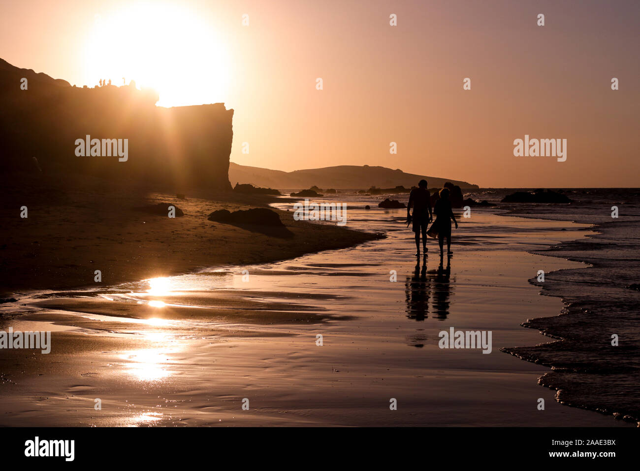 Coucher du soleil sur la plage à Icapui Brésil Banque D'Images