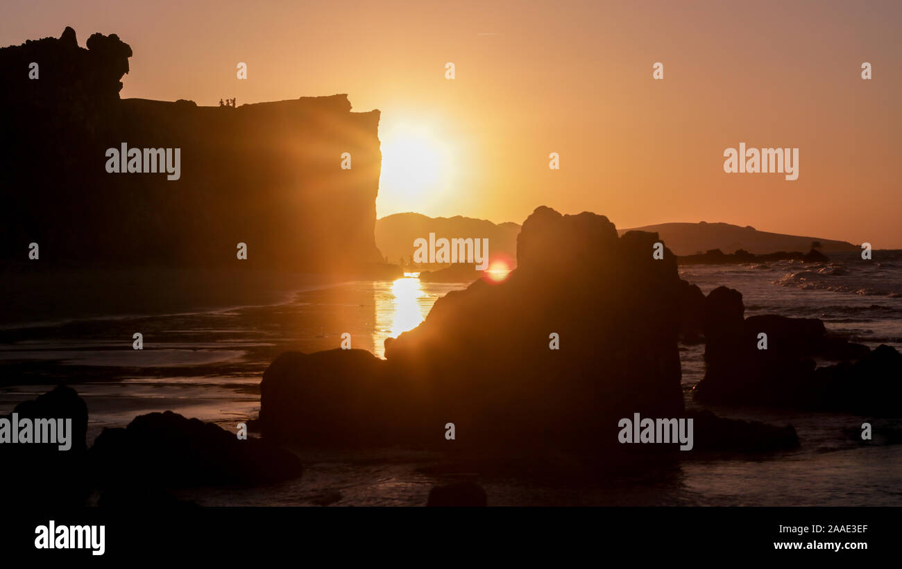 Coucher du soleil sur la plage à Icapui Brésil Banque D'Images