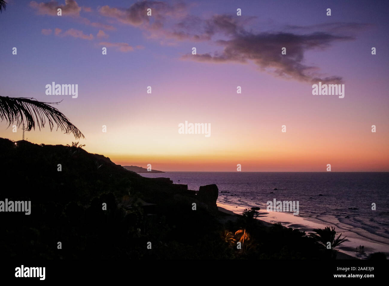 Coucher du soleil sur la plage à Icapui Brésil Banque D'Images