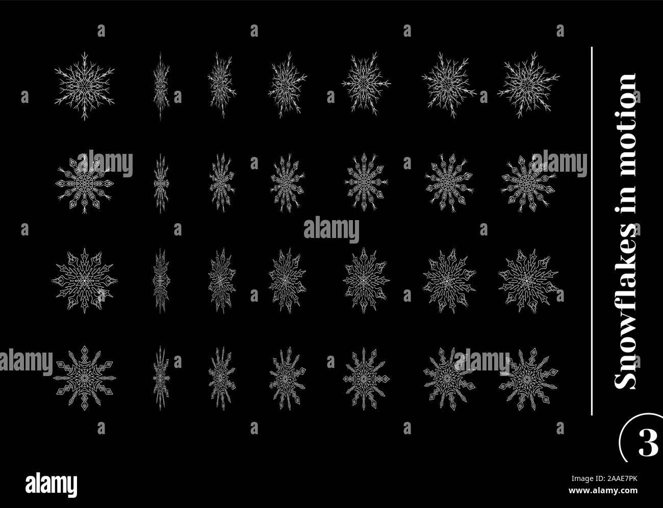 Jeu de silhouettes en mouvement appelé snowflake Illustration de Vecteur