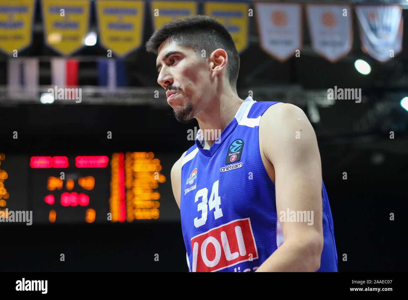 Danilo Nikolic vu pendant la 7jours groupe D match EuroCup entre Asseco Arka Gdynia et Buducnost Podgorica Voli à Gdynia.(Score final ; Asseco Arka Gdynia 61:78 Voli Buducnost Podgorica) Banque D'Images